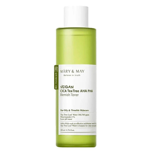 VEGAN CICA TEA TREE AHA PHA TONER MARY & MAY LOTION EXFOLIANTE- Karenation